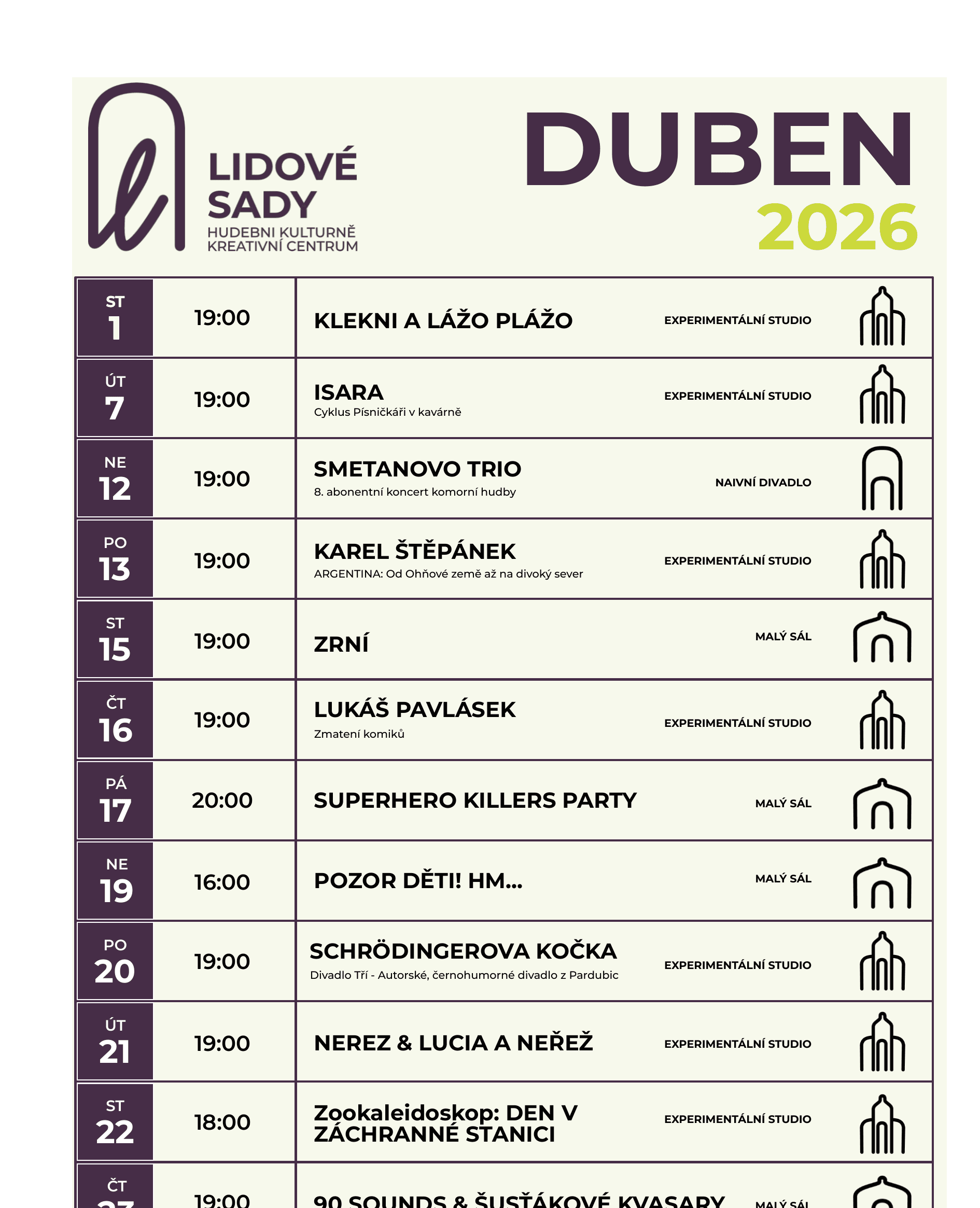 Direction B monthly programme poster