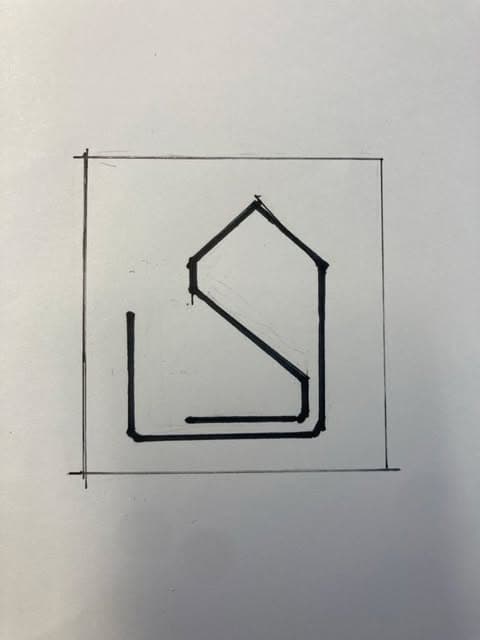 Hand-drawn letterform exploration sketch