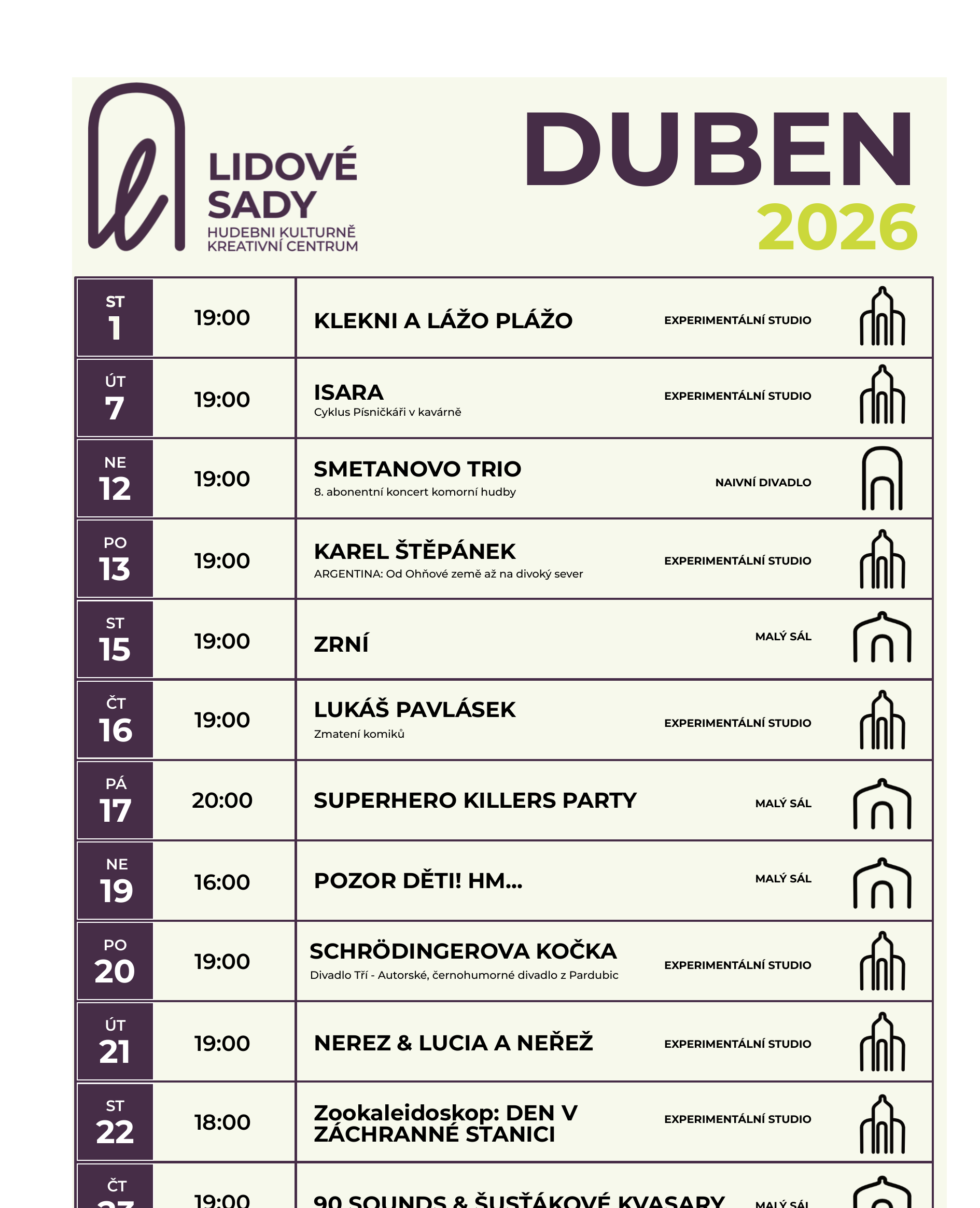 Direction B monthly programme poster